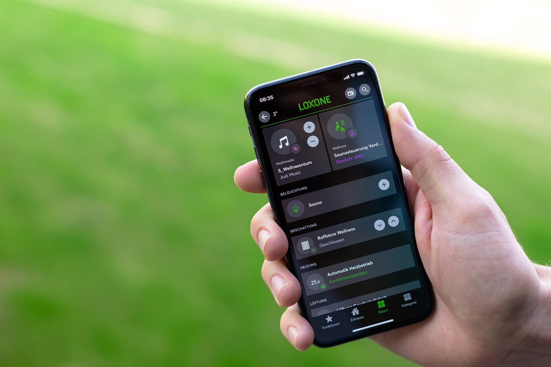 Sauna and wellness control in the Loxone app
